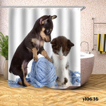 Load image into Gallery viewer, Cartoon Cat Shower Curtains Waterproof Animals Bath Curtains For Bathroom Bathtub Large Wide Bathing Cover Home Rideau De Bain