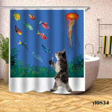 Load image into Gallery viewer, Cartoon Cat Shower Curtains Waterproof Animals Bath Curtains For Bathroom Bathtub Large Wide Bathing Cover Home Rideau De Bain