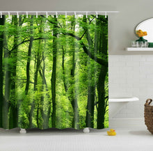 Load image into Gallery viewer, Waterproof Polyester fabric 3D Bath curtain forest for Bathroom curtain Green Plant beach Shower curtain Long 180*200cm