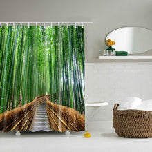 Load image into Gallery viewer, Waterproof Polyester fabric 3D Bath curtain forest for Bathroom curtain Green Plant beach Shower curtain Long 180*200cm