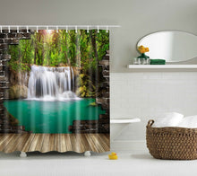 Load image into Gallery viewer, Waterproof Polyester fabric 3D Bath curtain forest for Bathroom curtain Green Plant beach Shower curtain Long 180*200cm