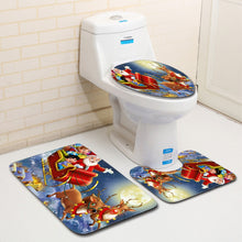 Load image into Gallery viewer, Christmas Toilet seat Cover 3Pcs Set Bath Mat Non-Slip Bathroom Rugs Water Absorption Doormats Home Decoration Carpet
