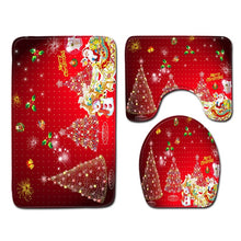 Load image into Gallery viewer, Christmas Toilet seat Cover 3Pcs Set Bath Mat Non-Slip Bathroom Rugs Water Absorption Doormats Home Decoration Carpet