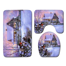 Load image into Gallery viewer, Christmas Toilet seat Cover 3Pcs Set Bath Mat Non-Slip Bathroom Rugs Water Absorption Doormats Home Decoration Carpet