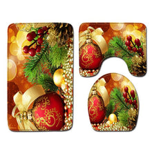 Load image into Gallery viewer, Christmas Toilet seat Cover 3Pcs Set Bath Mat Non-Slip Bathroom Rugs Water Absorption Doormats Home Decoration Carpet