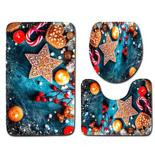 Load image into Gallery viewer, Christmas Toilet seat Cover 3Pcs Set Bath Mat Non-Slip Bathroom Rugs Water Absorption Doormats Home Decoration Carpet